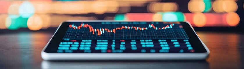 Poster - Analyzing financial trends on a tablet display digital workspace data visualization modern technology close-up view