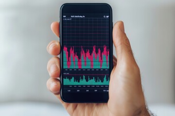 Poster - Analyzing financial trends on mobile devices business environment data visualization indoor close-up view