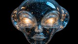 Glowing Alien Head for Dark Background.
