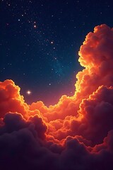 space background with orange cosmic clouds and stars, galaxy, cosmos
