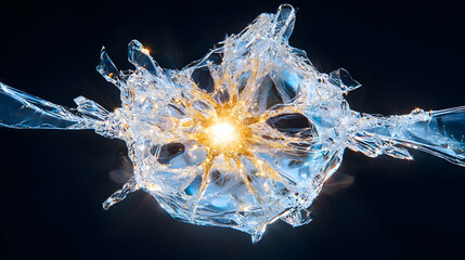 Poster - Extreme Macro of a Cracked Lens Revealing Jagged Fractures with Shimmering Light