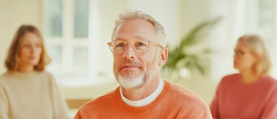Aufkleber - Inclusive Harmony Multigenerational Wellness Collaboration - Soft-Lit Professional Dialogue Exploring Empathetic Communication and Intergenerational Understanding