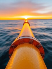 Poster - Solar-Powered Clean Energy Infrastructure Innovative Maritime Ammonia Pipeline Visualizing Sustainable Fuel Transport Solutions at Dramatic Golden Hour Sunset