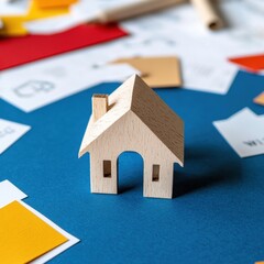 Poster - Collaborative Real Estate Vision Minimalist Wooden House Model Symbolizing Strategic Partnership, Investment Planning, and Sustainable Property Development