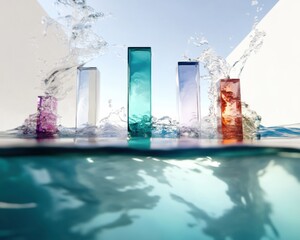 Aufkleber - Hydro-Dynamic Skincare Innovation Transparent Liquid Design Showcasing Elemental Beauty Performance with Immersive Water Texture Marketing Visualization