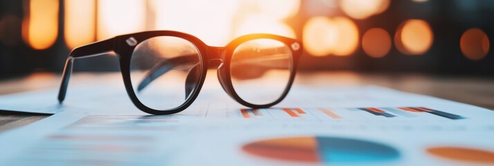 Aufkleber - Minimalist Data Analytics Vision Sleek Black Eyewear on Financial Infographic - Cutting-Edge Business Intelligence and Strategic Insights for Digital Entrepreneurs
