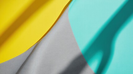 Aufkleber - fluid color dynamics minimalist abstract design with vibrant yellow and teal geometric layering - co