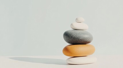 Aufkleber - Minimalist Zen Harmony Balanced Stone Arrangement for Wellness Branding - Mindful Design Concept in Soft Neutrals Inspiring Workplace Serenity and Intentional Living
