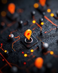 Leinwandbilder - Hyperconnected Urban Intelligence Smart City Geolocation Mapping with Illuminated Data Nodes - Next-Gen Digital Infrastructure Visualization