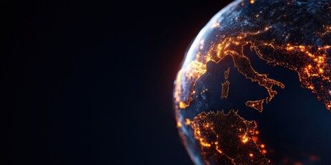 Aufkleber - Hyper-Connected Global Network Illuminated Digital Earth Visualization for Cutting-Edge Remote Work Technology, Transformative Digital Connectivity and Worldwide Collaboration Insights