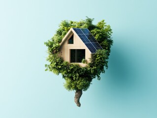 Aufkleber - Eco-Futuristic Living Surreal Green Architecture Meets Solar Innovation - Transformative Sustainable Home Design for Climate-Conscious Millennials and Gen Z