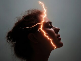 Fototapete - Neurographic Mindfulness Electrifying Mental Performance Visualization for Gen Z Wellness - Innovative Psychological Resilience and Creative Cognitive Transformation