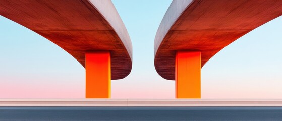 Poster - Future-Forward Infrastructure Design Minimalist Architectural Bridge Columns Redefining Urban Mobility with Geometric Symmetry and Gradient Aesthetic Innovation