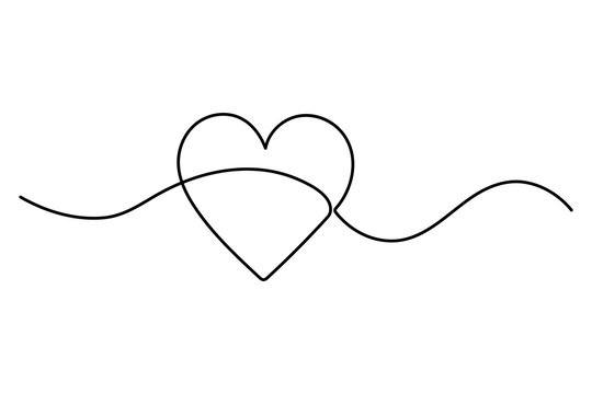 Heart continuous single line art drawing. Hand drawn doodle heart outline vector illustration
