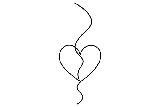 Heart continuous single line art drawing. Hand drawn doodle heart outline vector illustration
