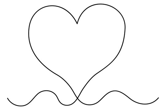 Heart continuous single line art drawing. Hand drawn doodle heart outline vector illustration
