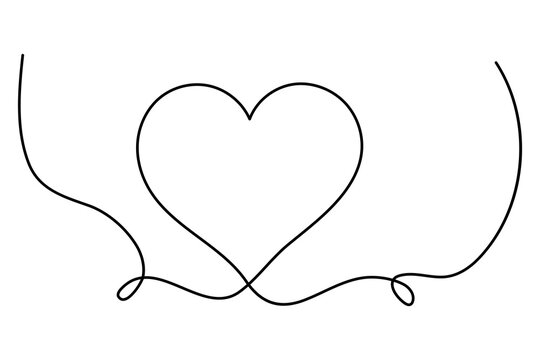 Heart continuous single line art drawing. Hand drawn doodle heart outline vector illustration
