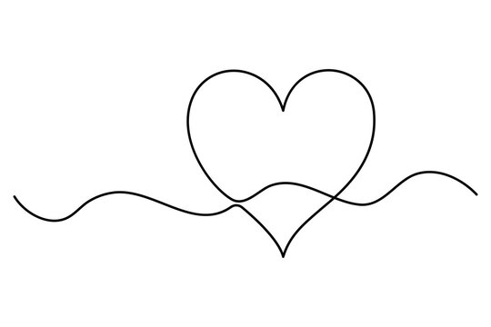 Heart continuous single line art drawing. Hand drawn doodle heart outline vector illustration
