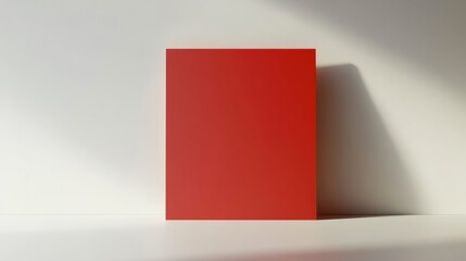 Leinwandbilder - Red Square Against Wall with Light and Shadow Mockup Background