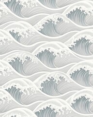 Poster - A wave with a blue and white color scheme