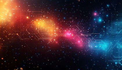 Poster - Cosmic Nebula with Vibrant Red Orange Blue and Pink Hues