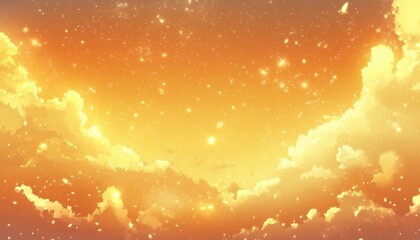 Poster - Golden Sunset Sky with Sparkling Clouds