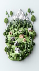 Poster - A landscape where elements of the real world dissolve into low-poly digital models, mixing organic nature with artificial aesthetics, hybrid realism, dreamlike abstraction