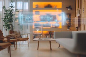 Fototapete - Dynamic tracking of sentiment in studios using AI-driven holographic displays.
