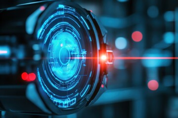 Fototapete - futuristic tech gaze: intricate digital interface glows with the mesmerizing allure of high-tech des