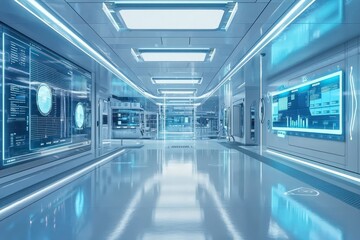 Fototapete - AI-powered holographic dashboards forecast risks in logistics.
