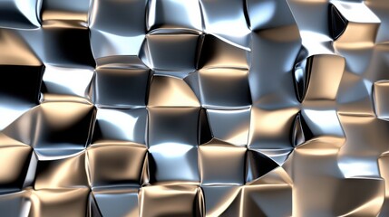 Poster - Abstract Metallic Background with Crumpled Surface and Shiny Texture