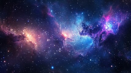 Poster - Celestial Symphony: An ethereal depiction of the cosmos unfolds, with swirling nebulae and radiant galaxies painting the scene, creating a sense of awe and wonder.