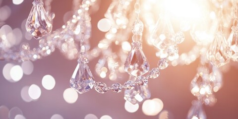 Poster - Elegant Chandelier: Capturing the intricate detail of a dazzling crystal chandelier, the photo evokes luxury, elegance, and a sense of celebration. The warm, soft light creates a dreamy ambiance.