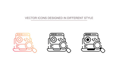 Web Development Research icon design with white background stock illustration