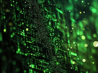 Fototapete - digital world: a vibrant digital matrix illuminates with streams of data, representing the complex n