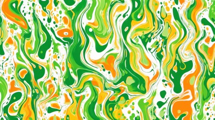 Poster - Colorful Abstract Swirl Design in Green and Orange Tones
