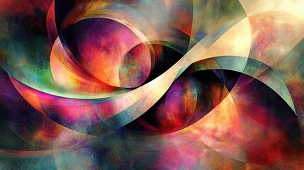 Poster - Colorful Abstract Swirls with Dynamic Curves and Rich Textures