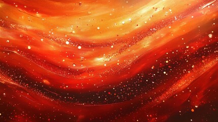 Poster - Cosmic Fire: A mesmerizing abstract painting, the canvas ablaze with fiery hues of red and orange, evoking the vastness of space and the intensity of a supernova.