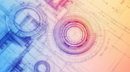 Poster - Mechanical Engineering Drawing with Gradient Background