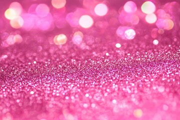 Poster - Sparkling Pink Bliss: This close-up showcases a sea of pink glitter and shimmering bokeh, creating a dreamy and celebratory backdrop for a variety of design uses.