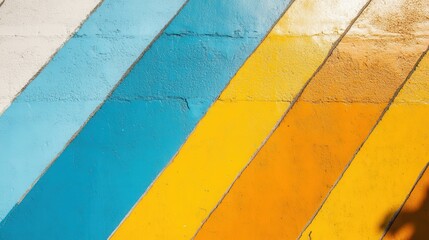 Poster - Colorful diagonal stripes on textured wall showcasing vibrant hues
