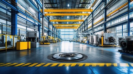 Poster - Modern Industrial Factory Interior with Mechanical Equipment