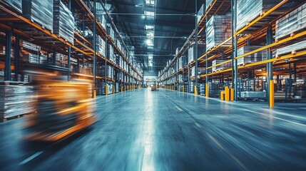 Poster - Dynamic Long Exposure of Warehouse Interior with Motion Blur Effects