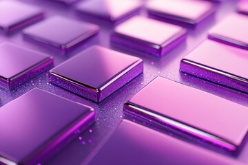 Poster - abstract purple squares: a mesmerizing arrangement of glossy, reflective purple squares, creating a 