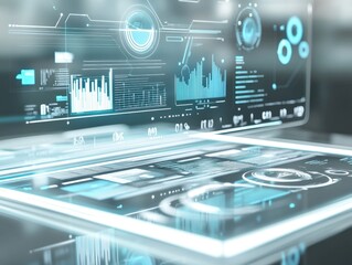 Fototapete - digital data visualization: showcasing a futuristic user interface filled with data visualization, c