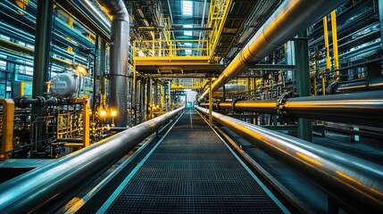 Poster - Industrial Steel Pipelines and Valves in Modern Infrastructure