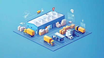Poster - Isometric Global Logistics Network in 3D Vector Illustration