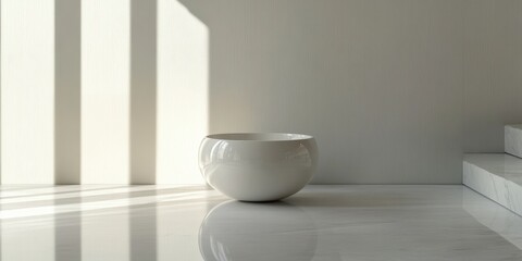 Poster - minimalist elegance: an exquisite ceramic bowl, perfectly positioned to capture the interplay of lig