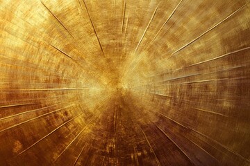 Poster - Golden Wood Grain: A close-up shot of a wooden surface with a beautiful golden hue, showcasing the natural grain patterns in a textured, radial composition.