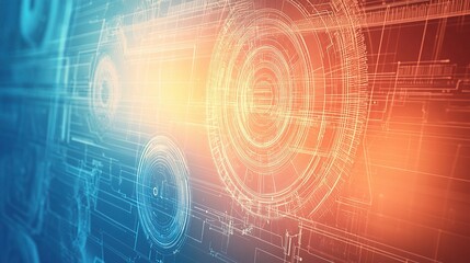 Poster - Abstract Mechanical Engineering Drawing Background with Circuits
